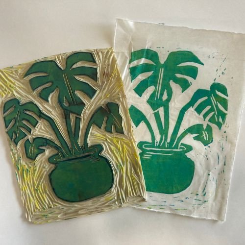 Linocut Printing art class in san diego